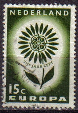 z vendido Holanda 1964 Scott 428 Sello Serie Europa CEPT Flor 15c usado Stamps Netherlands Holland Hollande Olanda 